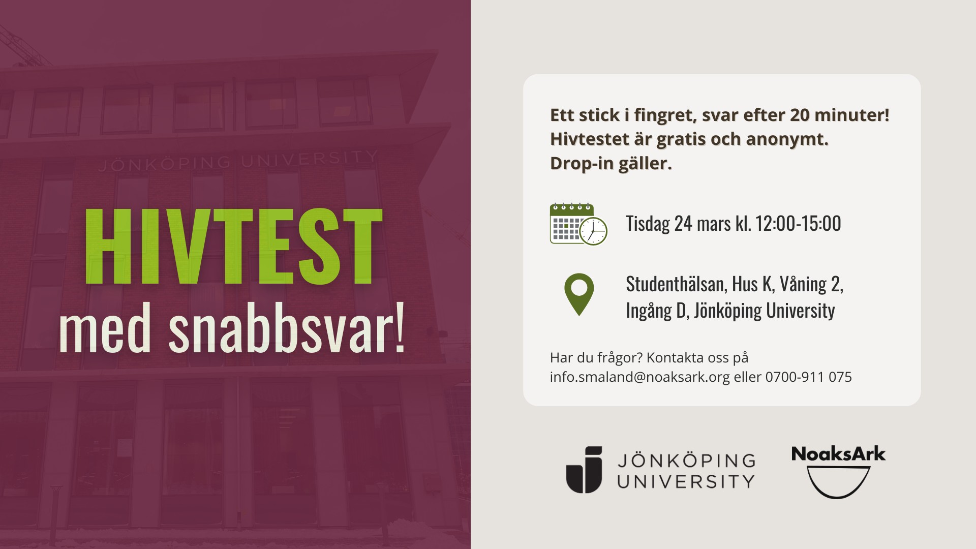 Gratis HIV-test med snabbsvar 24 mars