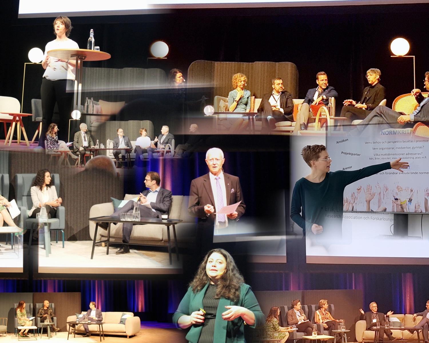 Collage med talare från konferens.