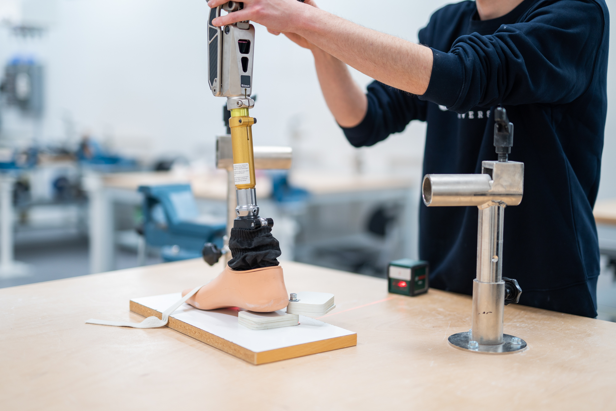 Student is building a prosthetic.